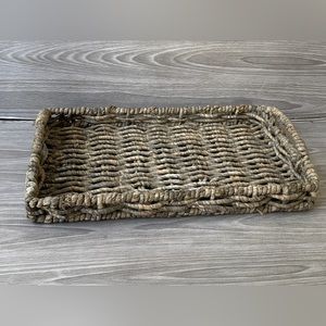 Wicker tray small gray